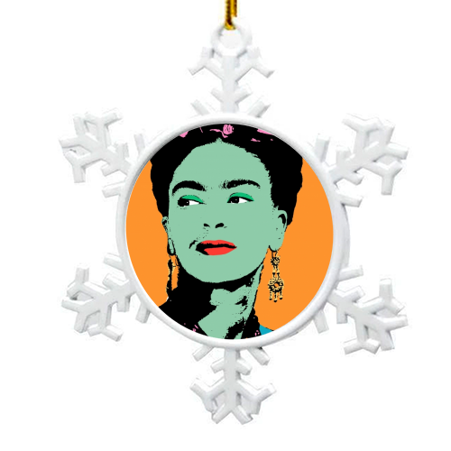 Frida - Orange, Green & Pink - snowflake decoration by Wallace Elizabeth