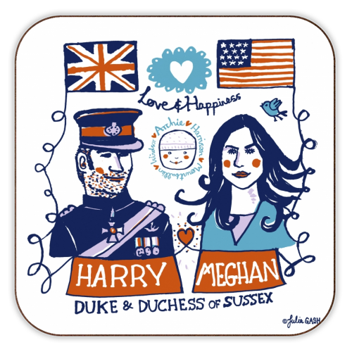 Duke & Duchess of Sussex - personalised beer coaster by Julia Gash