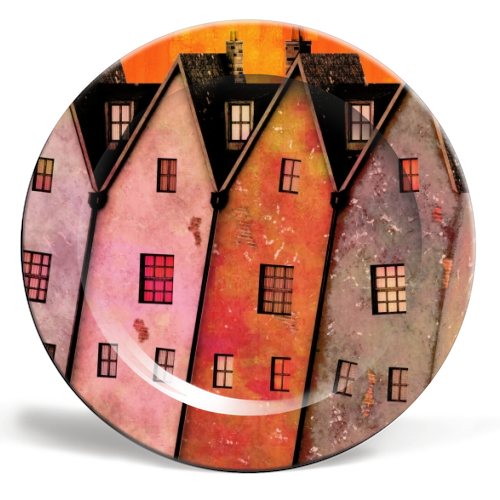 Higgledy-Piggledy Street - ceramic dinner plate by Jayne Kemish