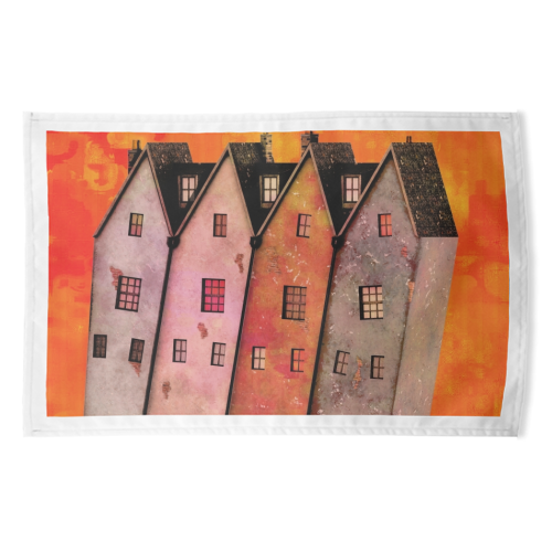 Higgledy-Piggledy Street - funny tea towel by Jayne Kemish