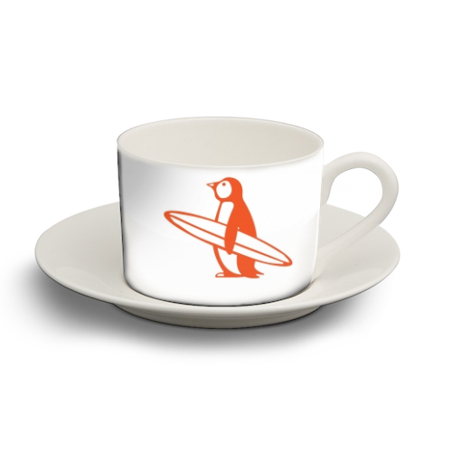 SURF PENGUIN - personalised cup and saucer by Arif Rahman