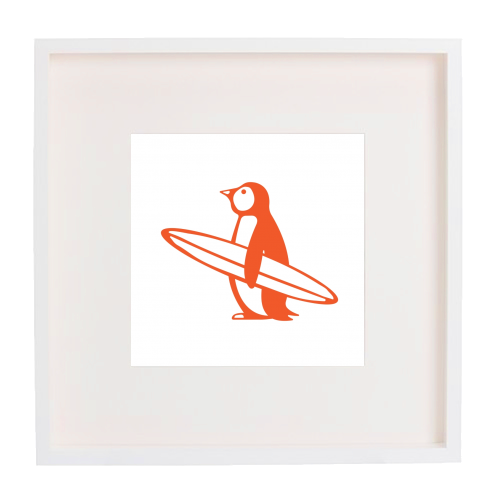SURF PENGUIN - framed poster print by Arif Rahman