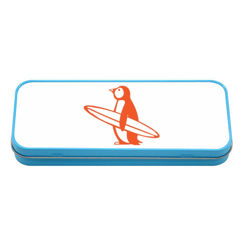 SURF PENGUIN - tin pencil case by Arif Rahman