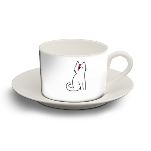 Cat Bowie - personalised cup and saucer by Arif Rahman