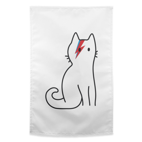 Cat Bowie - funny tea towel by Arif Rahman