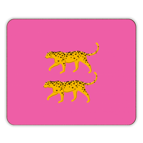 Leopard Pair ( pink background ) - designer placemat by Adam Regester