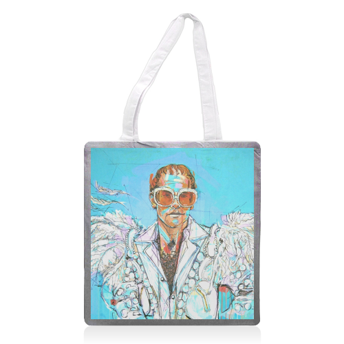 Feathered Elton - printed tote bag by Laura Selevos