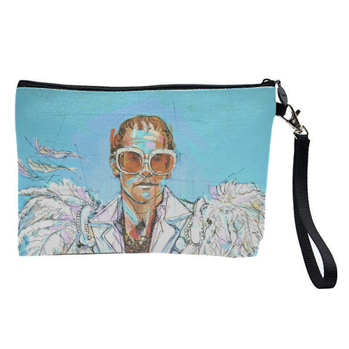 Feathered Elton - pretty makeup bag by Laura Selevos