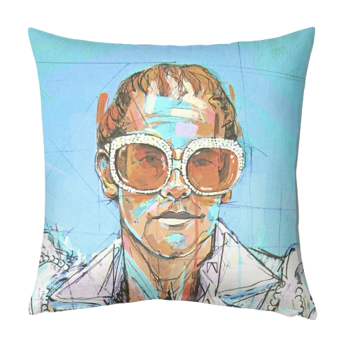 Feathered Elton - designed cushion by Laura Selevos