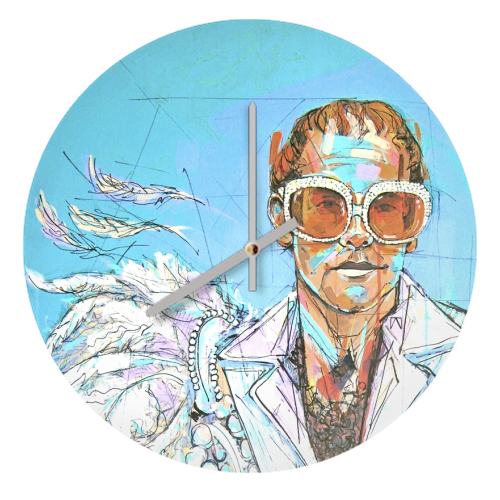 Feathered Elton - quirky wall clock by Laura Selevos