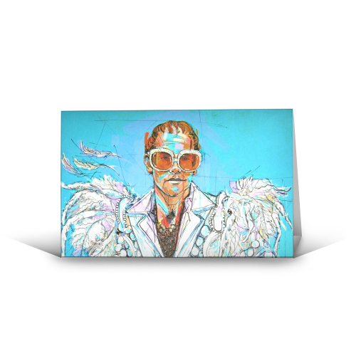 Feathered Elton - funny greeting card by Laura Selevos