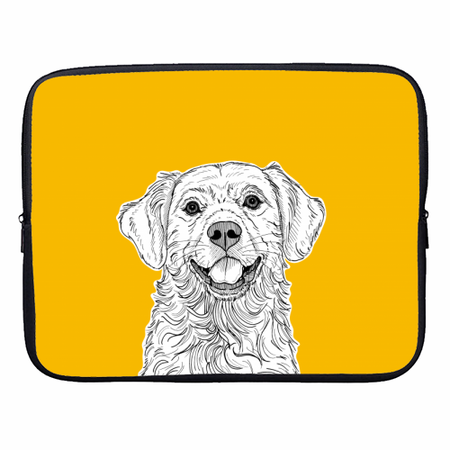 Golden Retriever ( yellow background ) - designer laptop sleeve by Adam Regester