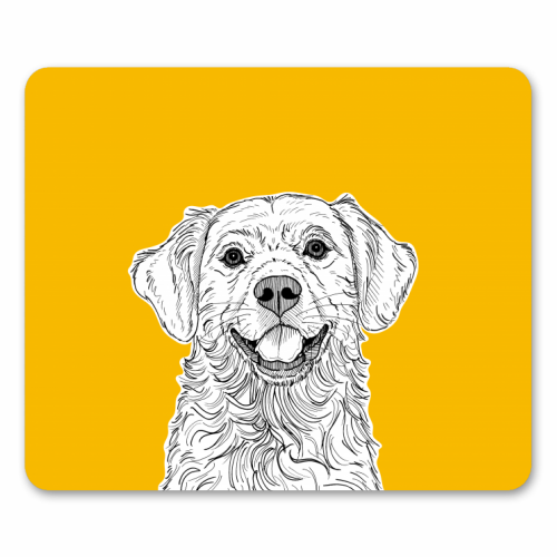 Golden Retriever ( yellow background ) - funny mouse mat by Adam Regester