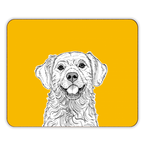 Golden Retriever ( yellow background ) - designer placemat by Adam Regester