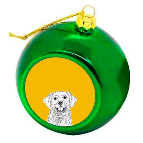 Golden Retriever ( yellow background ) - colourful christmas bauble by Adam Regester