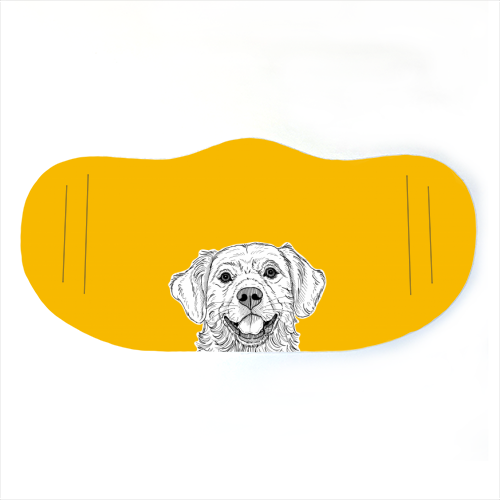 Golden Retriever ( yellow background ) - face cover mask by Adam Regester