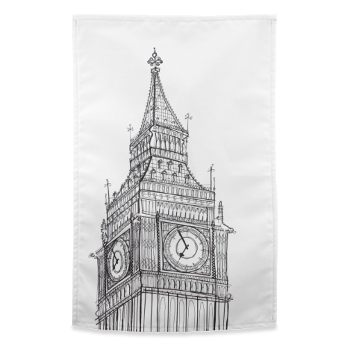 Big Ben Drawing - funny tea towel by Adam Regester