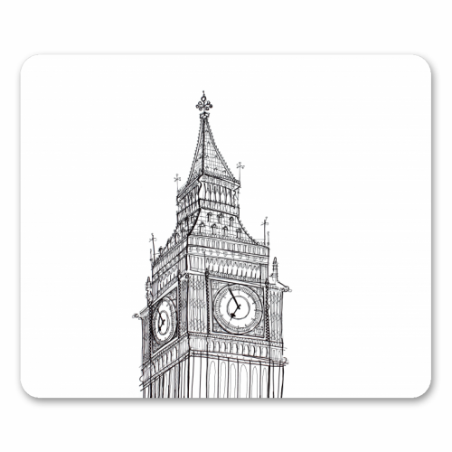 Big Ben Drawing - funny mouse mat by Adam Regester