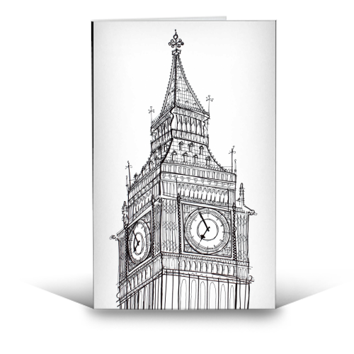 Big Ben Drawing - funny greeting card by Adam Regester