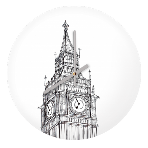 Big Ben Drawing - quirky wall clock by Adam Regester
