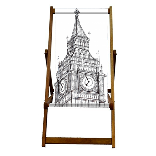 Big Ben Drawing - canvas deck chair by Adam Regester