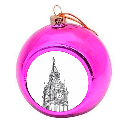 Big Ben Drawing - colourful christmas bauble by Adam Regester