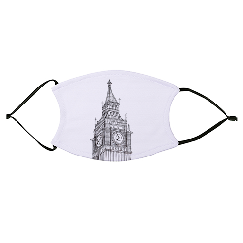 Big Ben Drawing - face cover mask by Adam Regester