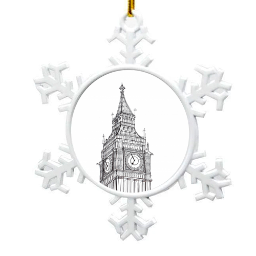 Big Ben Drawing - snowflake decoration by Adam Regester