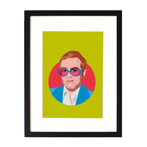 Elton John - white/black framed print by SABI KOZ