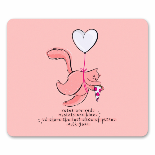 Pizza Love Cat - funny mouse mat by Alice Palazon