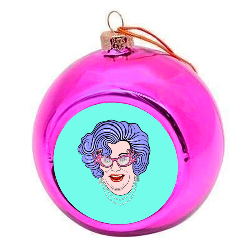 Dame Edna Everage - colourful christmas bauble by Adam Regester