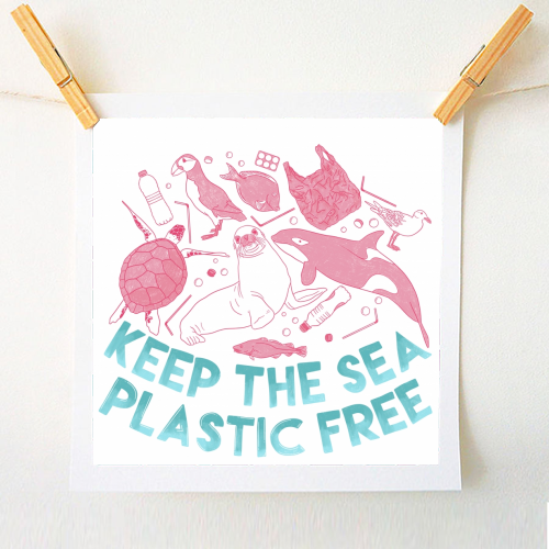 Keep The Sea Plastic Free - A1 - A4 art print by Alice Palazon