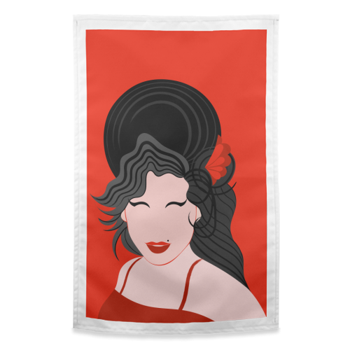 Amy Winehouse Minimal Portrait - funny tea towel by Adam Regester