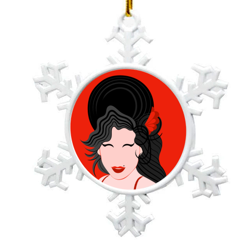 Amy Winehouse Minimal Portrait - snowflake decoration by Adam Regester