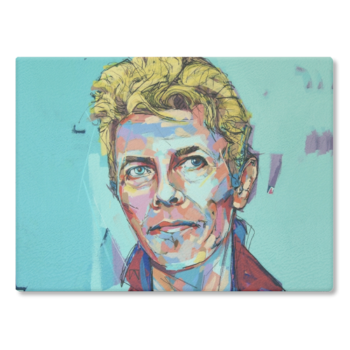 Hopeful Bowie - glass chopping board by Laura Selevos
