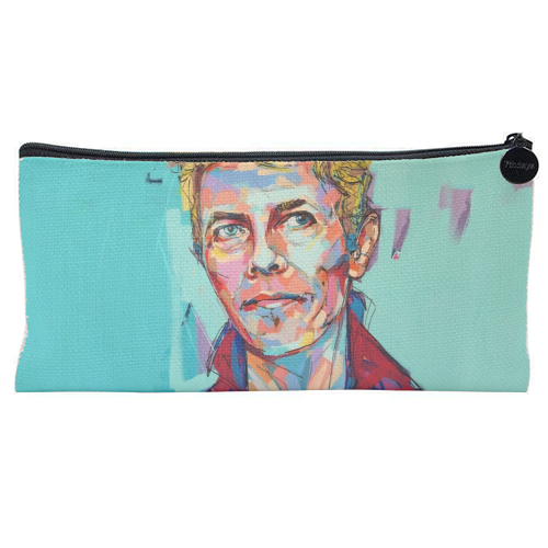 Hopeful Bowie - flat pencil case by Laura Selevos