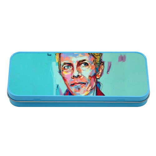 Hopeful Bowie - tin pencil case by Laura Selevos