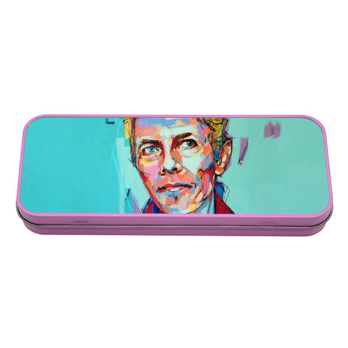 Hopeful Bowie - tin pencil case by Laura Selevos