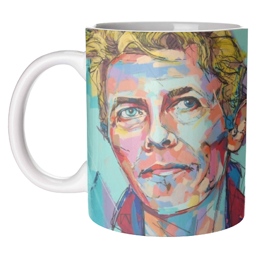 Hopeful Bowie - unique mug by Laura Selevos