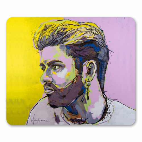 George - funny mouse mat by Laura Selevos