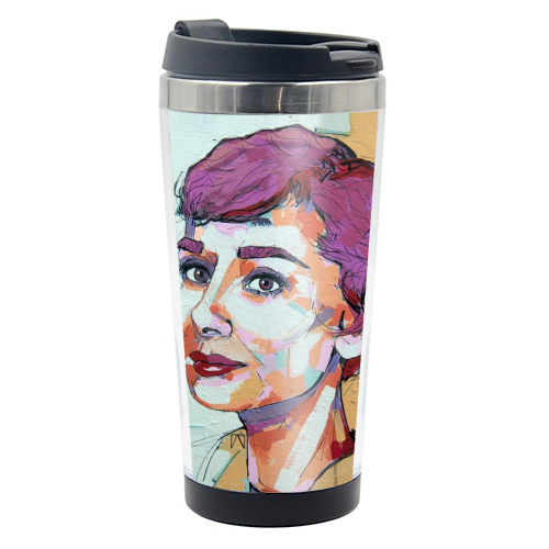 Punk Audrey - photo water bottle by Laura Selevos