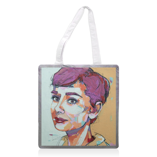 Punk Audrey - printed tote bag by Laura Selevos