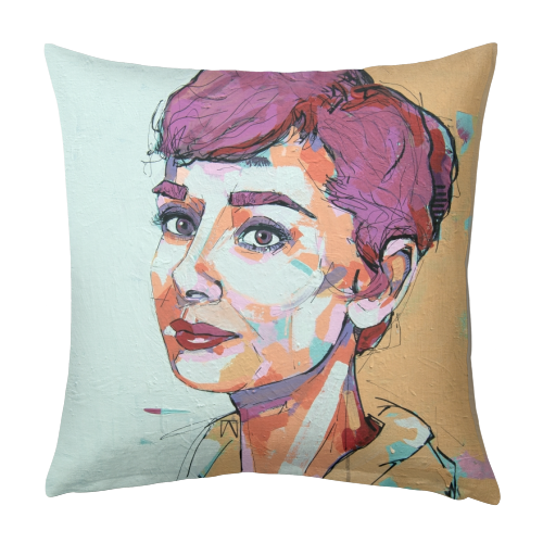 Punk Audrey - designed cushion by Laura Selevos