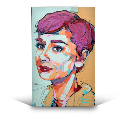 Punk Audrey - funny greeting card by Laura Selevos