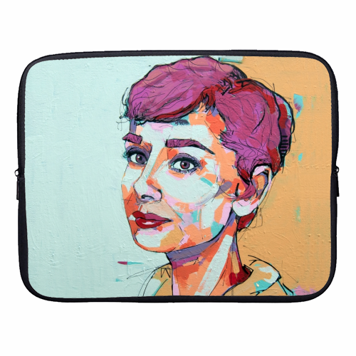 Punk Audrey - designer laptop sleeve by Laura Selevos