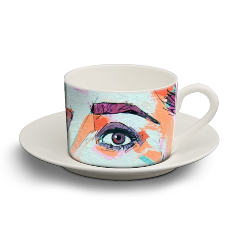 Punk Audrey - personalised cup and saucer by Laura Selevos