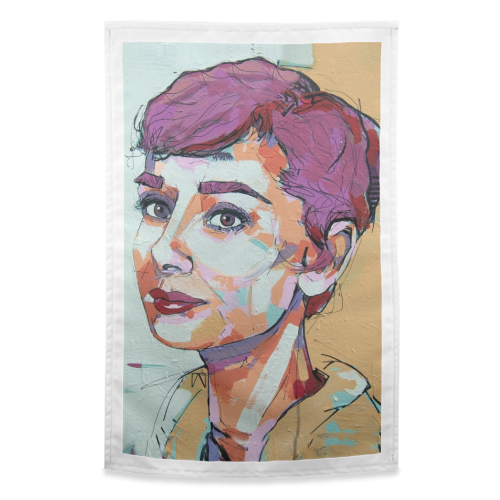 Punk Audrey - funny tea towel by Laura Selevos