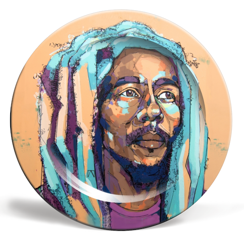 Thoughtful Bob - ceramic dinner plate by Laura Selevos