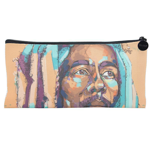 Thoughtful Bob - flat pencil case by Laura Selevos