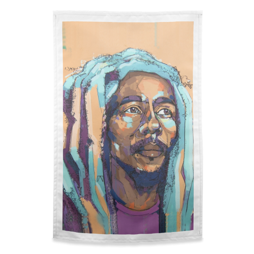 Thoughtful Bob - funny tea towel by Laura Selevos